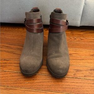 Sam Edelman Grey Ankle Boots with Dark Brown Straps